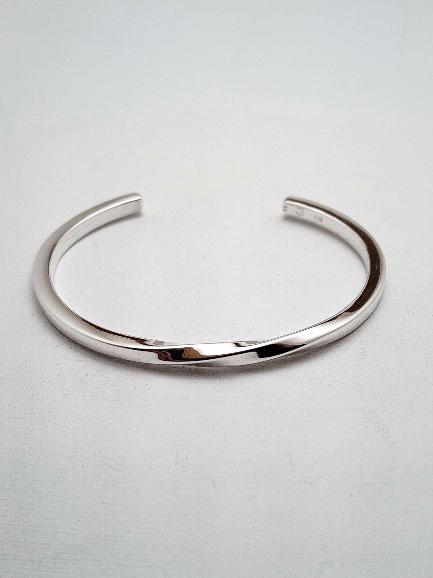 Men's Twisted Silver Cuff Bracelet, AFSHAR