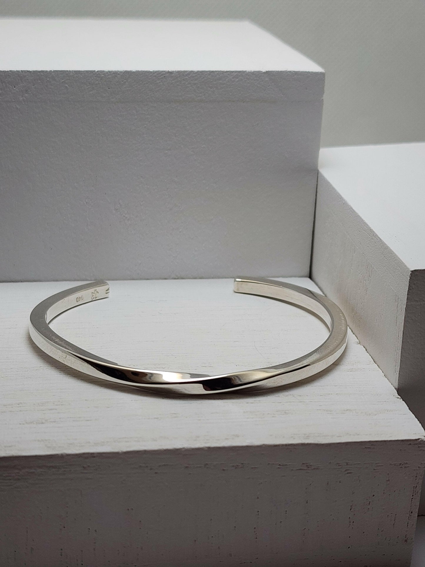 Men's Twisted Silver Cuff Bracelet, AFSHAR