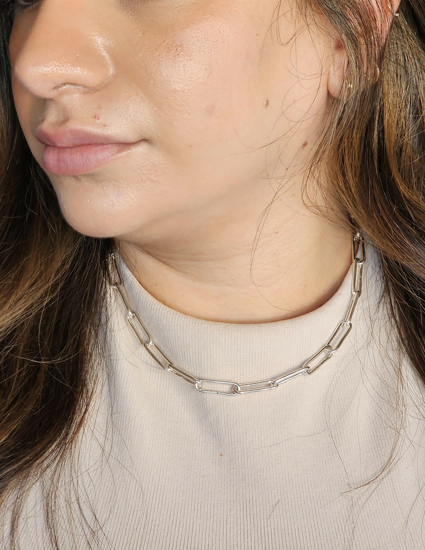 Women's Silver Paperclip Necklace, ASAMAN