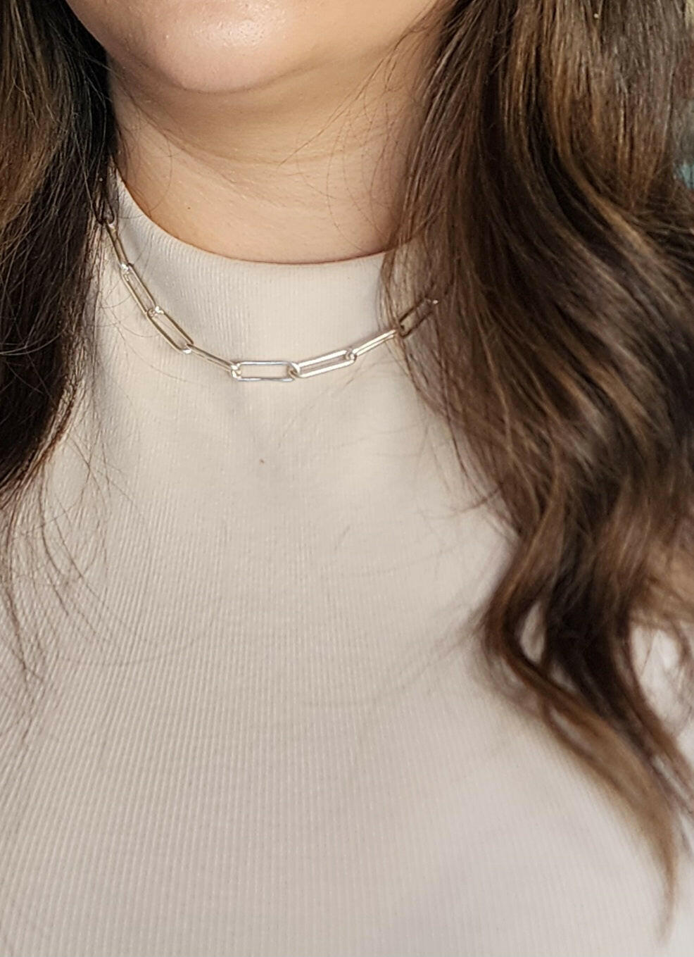 Women's Silver Paperclip Necklace, ASAMAN
