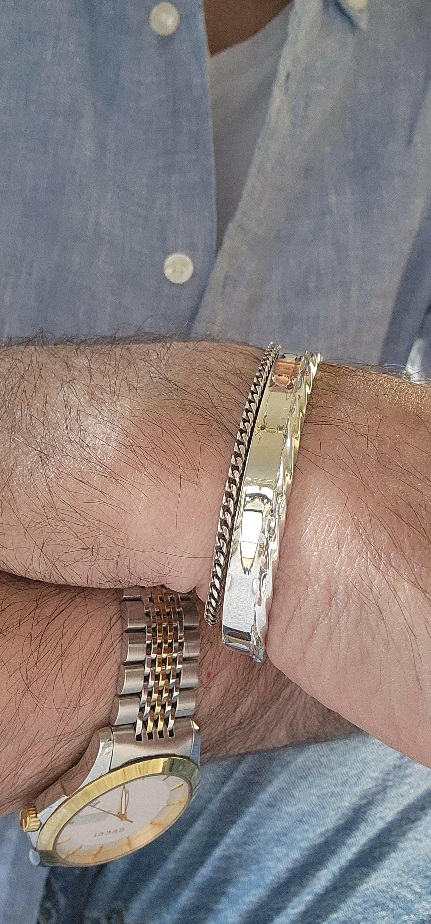 Men's silver Cuff Bracelet