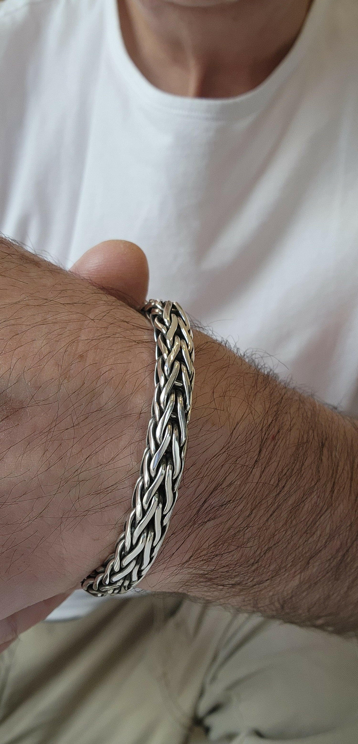 Silver bracelet men's foxtail