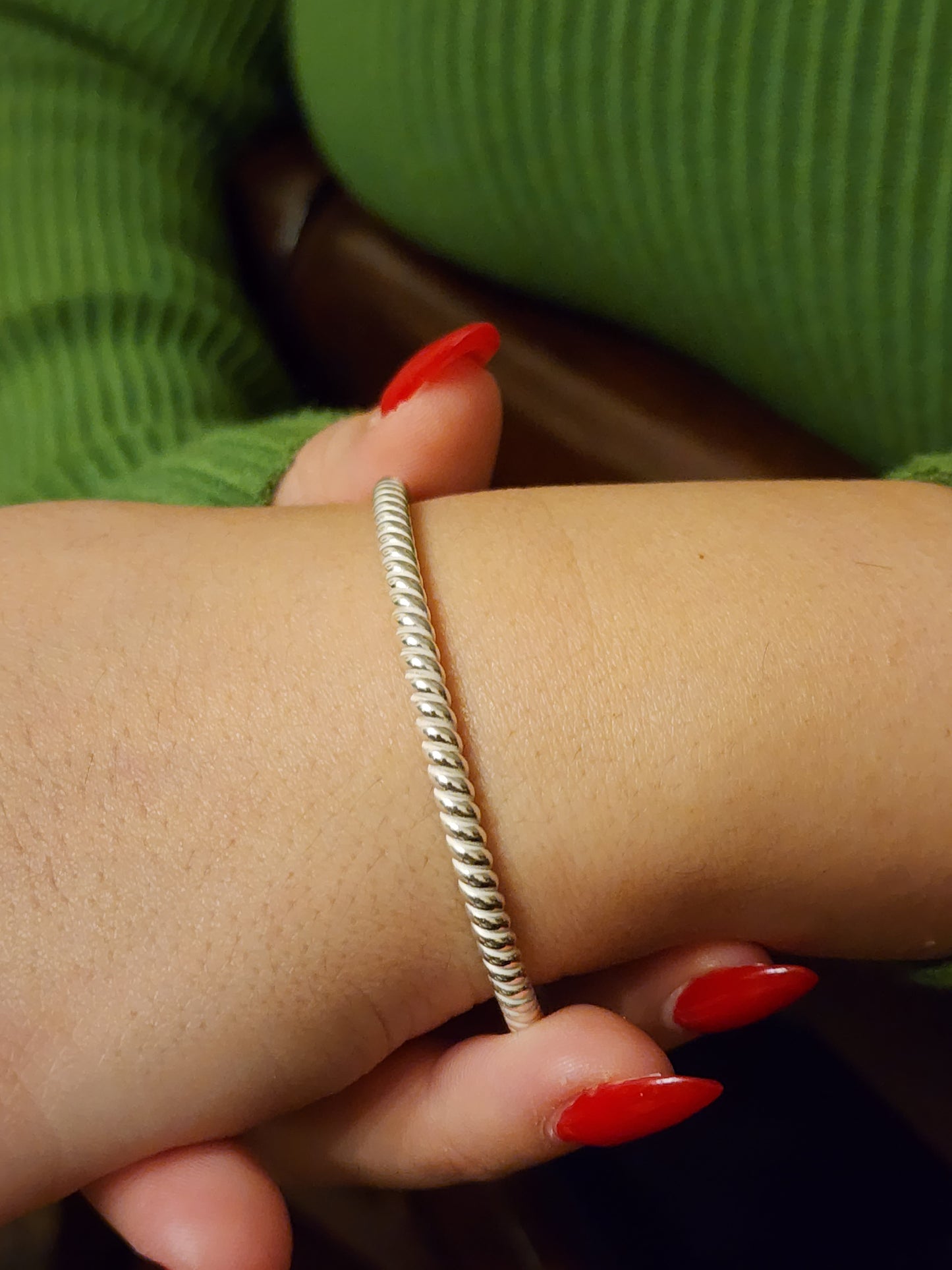 Women Silver Cable Cuff Bracelet...LEYANA