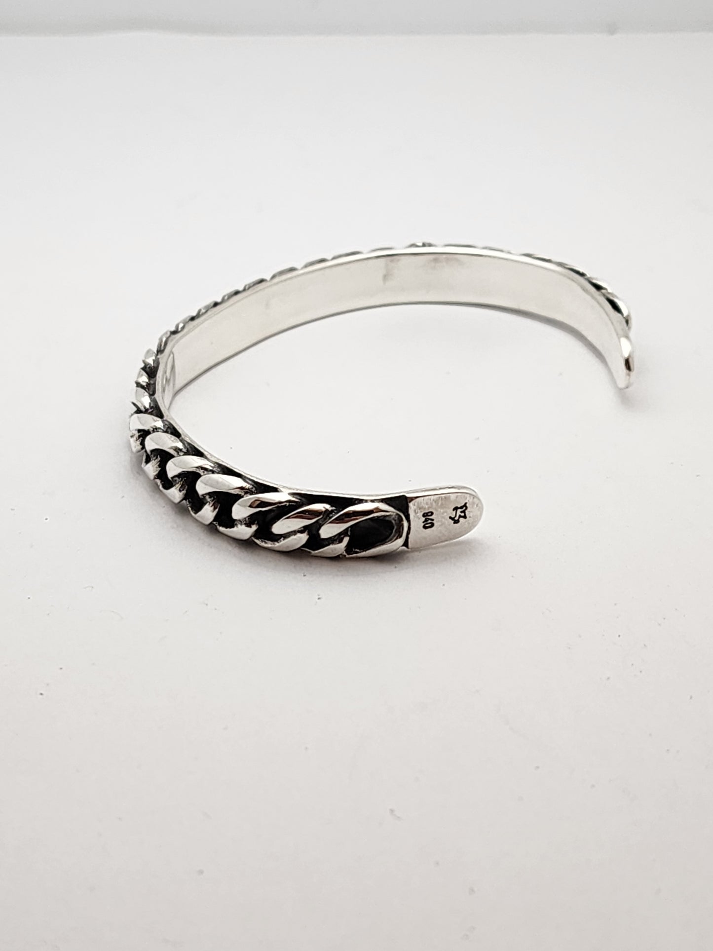 Cuben Silver Chain Cuff Bracelet