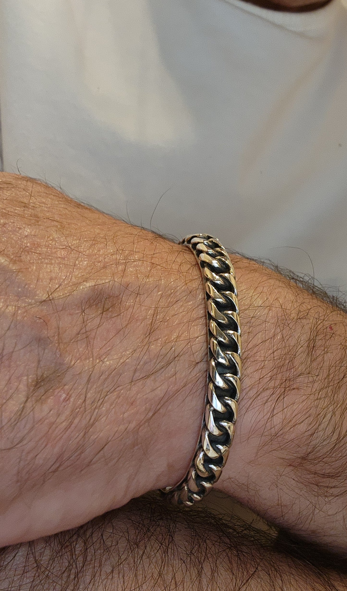 Cuben Silver Chain Cuff Bracelet